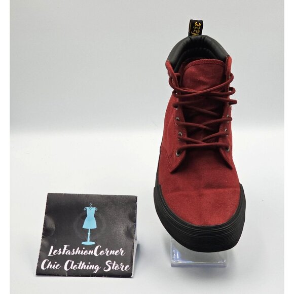 Dr Martens Men's Cherry Red Canvas Winsted Hi Top Boots Size 8 Wo's 9 2542 - Picture 15 of 16
